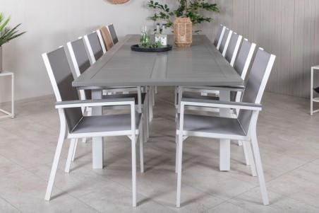 Albany & Parma matgrupp 1 bord + 10 stolar vit/grå Venture Home