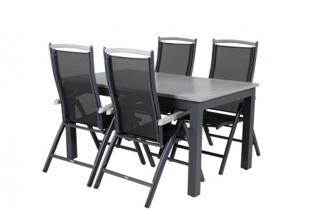 Albany matgrupp 1 bord + 4 stolar svart/grå Venture Home