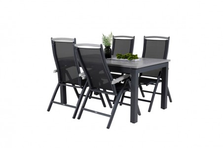 Albany matgrupp 1 bord + 4 stolar svart/grå Venture Home
