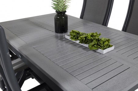 Albany matgrupp 1 bord + 4 stolar svart/grå Venture Home