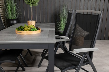 Albany matgrupp 1 bord + 4 stolar svart/grå Venture Home
