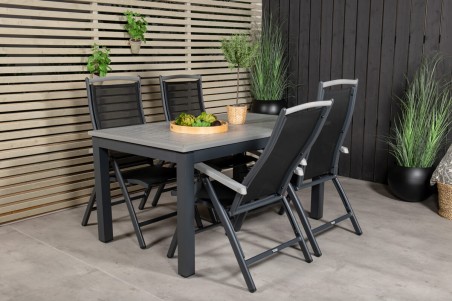 Albany matgrupp 1 bord + 4 stolar svart/grå Venture Home
