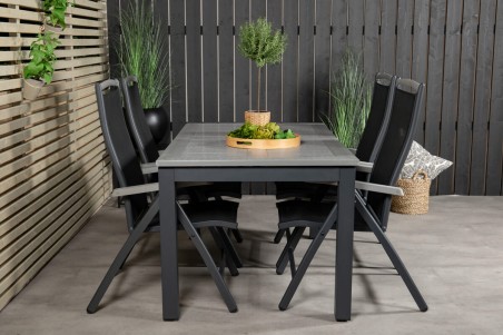 Albany matgrupp 1 bord + 4 stolar svart/grå Venture Home