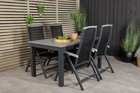 Albany matgrupp 1 bord + 4 stolar svart/grå Venture Home