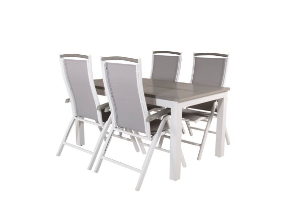 Albany matgrupp 1 bord + 4 stolar vit/grå Venture Home