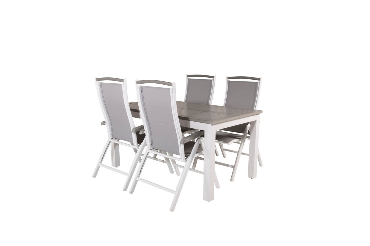 Albany matgrupp 1 bord + 4 stolar vit/grå Venture Home