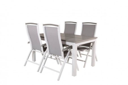 Albany matgrupp 1 bord + 4 stolar vit/grå Venture Home