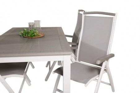 Albany matgrupp 1 bord + 4 stolar vit/grå Venture Home