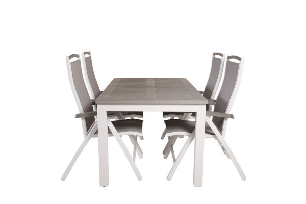 Albany matgrupp 1 bord + 4 stolar vit/grå Venture Home
