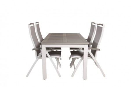 Albany matgrupp 1 bord + 4 stolar vit/grå Venture Home