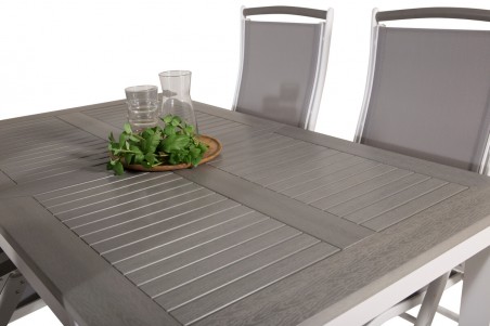 Albany matgrupp 1 bord + 4 stolar vit/grå Venture Home