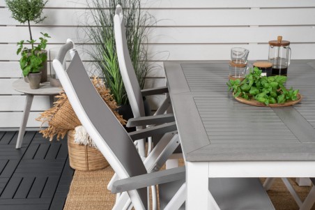 Albany matgrupp 1 bord + 4 stolar vit/grå Venture Home