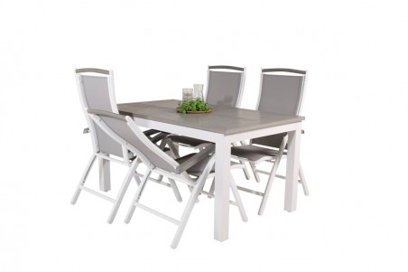 Albany matgrupp 1 bord + 4 stolar vit/grå Venture Home