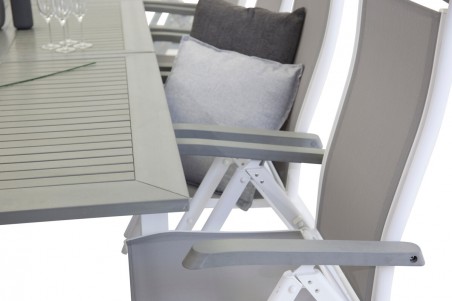 Albany matgrupp 1 bord + 10 stolar grå/vit Venture Home