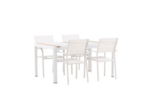 Togo & Santorini matgrupp 1 bord + 4 stolar vit Venture Home