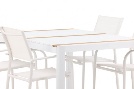 Togo & Santorini matgrupp 1 bord + 4 stolar vit Venture Home