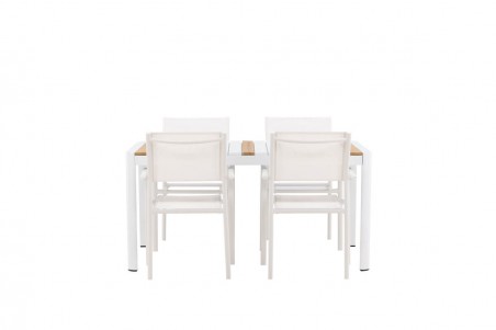 Togo & Santorini matgrupp 1 bord + 4 stolar vit Venture Home