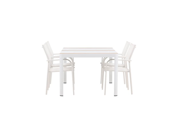 Togo & Santorini matgrupp 1 bord + 4 stolar vit Venture Home