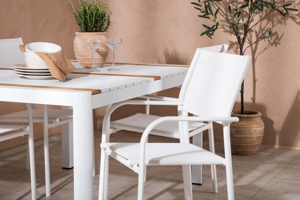 Togo & Santorini matgrupp 1 bord + 4 stolar vit Venture Home