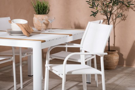 Togo & Santorini matgrupp 1 bord + 4 stolar vit Venture Home