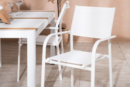 Togo & Santorini matgrupp 1 bord + 4 stolar vit Venture Home