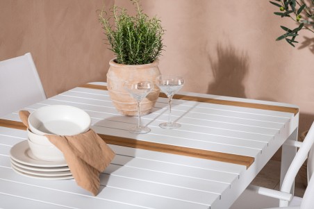 Togo & Santorini matgrupp 1 bord + 4 stolar vit Venture Home