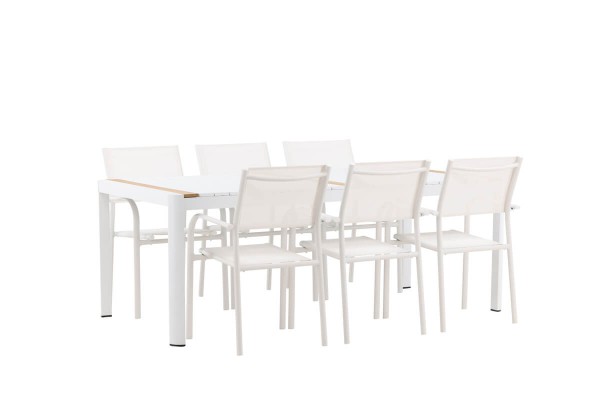 Togo & Santorini matgrupp 1 bord + 6 stolar vit Venture Home