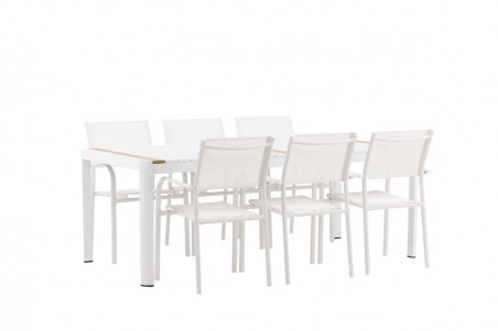 Togo & Santorini matgrupp 1 bord + 6 stolar vit Venture Home