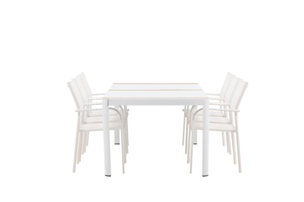 Togo & Santorini matgrupp 1 bord + 6 stolar vit Venture Home