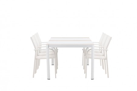 Togo & Santorini matgrupp 1 bord + 6 stolar vit Venture Home