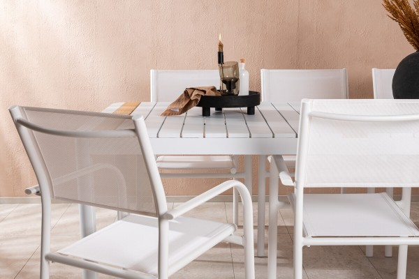 Togo & Santorini matgrupp 1 bord + 6 stolar vit Venture Home