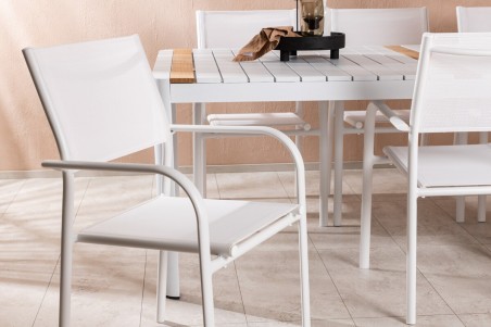 Togo & Santorini matgrupp 1 bord + 6 stolar vit Venture Home