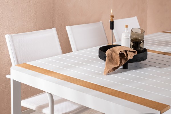 Togo & Santorini matgrupp 1 bord + 6 stolar vit Venture Home