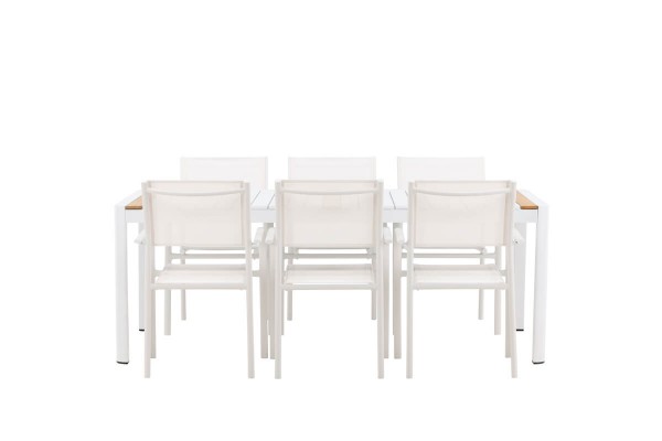 Togo & Santorini matgrupp 1 bord + 6 stolar vit Venture Home