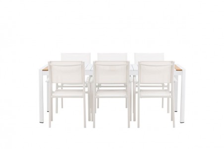Togo & Santorini matgrupp 1 bord + 6 stolar vit Venture Home