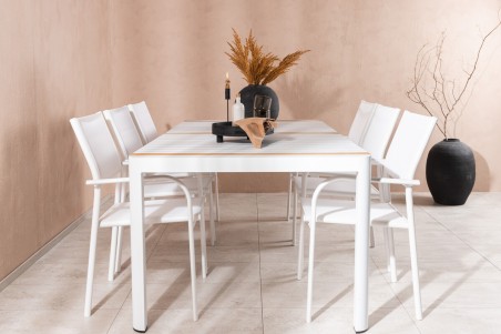Togo & Santorini matgrupp 1 bord + 6 stolar vit Venture Home