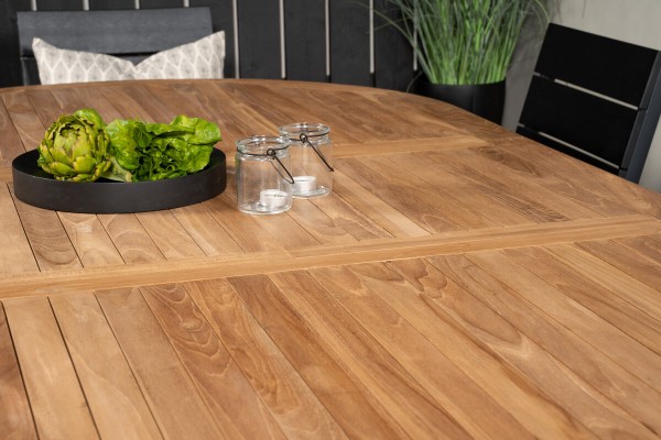 Kenya & Levels matgrupp 1 bord + 8 stolar svart/natur Venture Home
