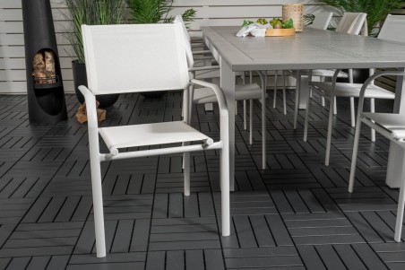 Albany & Santorini matgrupp 1 bord + 8 stolar vit/grå Venture Home