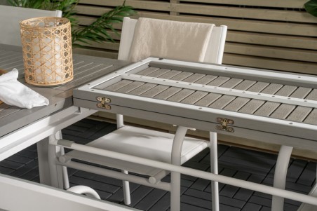 Albany & Santorini matgrupp 1 bord + 8 stolar vit/grå Venture Home