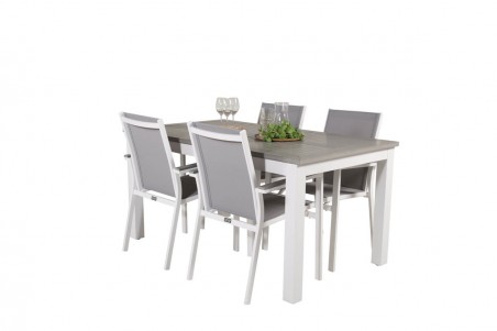 Albany, Parma matgrupp 160/240x90 cm grå/vit Venture Home