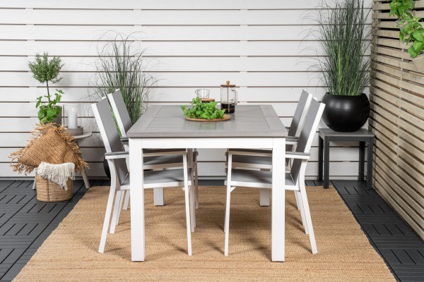 Albany, Parma matgrupp 160/240x90 cm grå/vit Venture Home