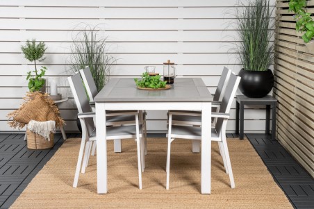 Albany, Parma matgrupp 160/240x90 cm grå/vit Venture Home