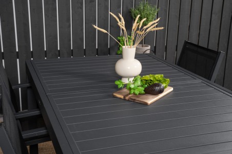 Marbella & Copacabana matgrupp 1 bord + 4 stolar svart Venture Home