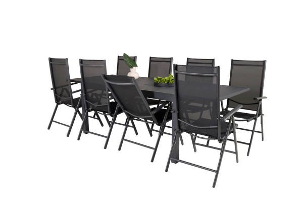 Marbella & Break matgrupp 1 bord + 8 stolar svart Venture Home