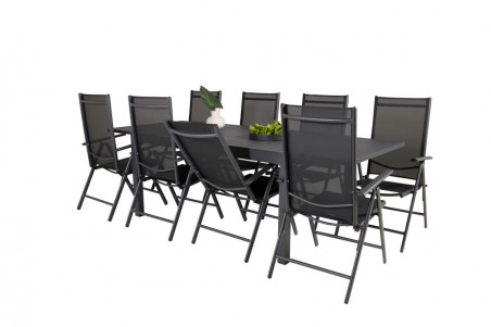 Marbella & Break matgrupp 1 bord + 8 stolar svart Venture Home