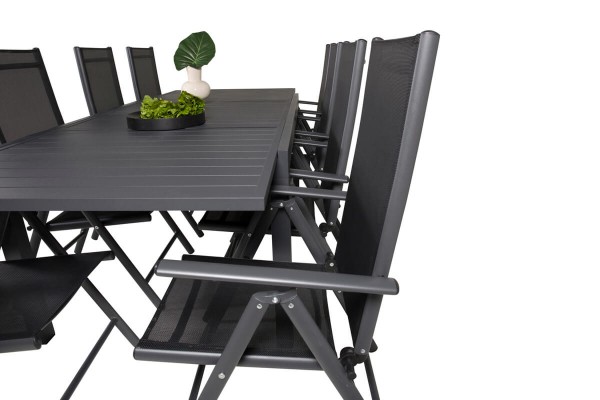 Marbella & Break matgrupp 1 bord + 8 stolar svart Venture Home