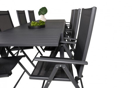 Marbella & Break matgrupp 1 bord + 8 stolar svart Venture Home