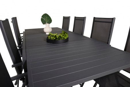 Marbella & Break matgrupp 1 bord + 8 stolar svart Venture Home
