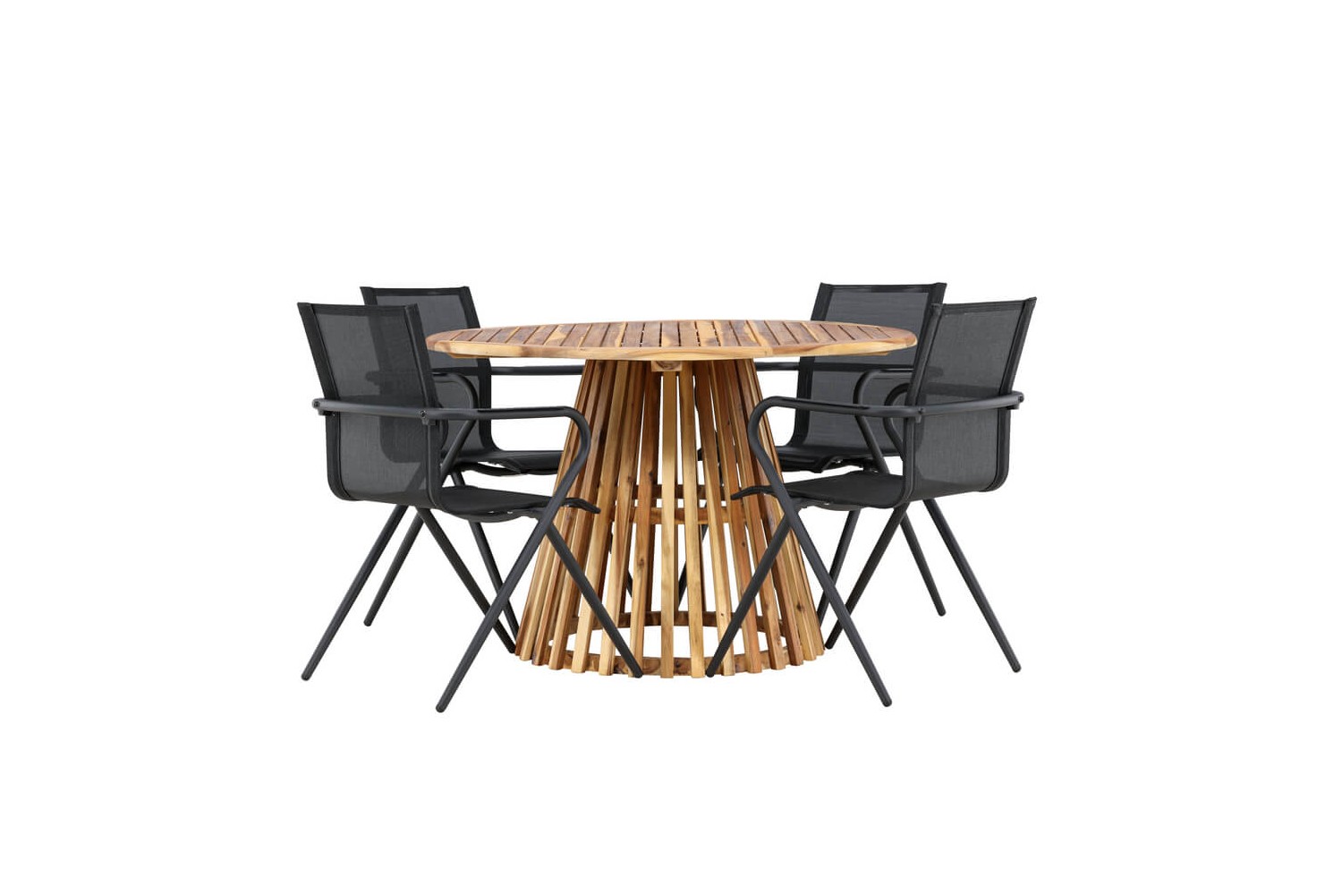 Lumpur & Alina rund matgrupp svart/natur Venture Home Lumpur & Alina rund matgrupp svart/natur Venture Home