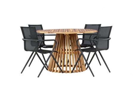 Lumpur & Alina rund matgrupp svart/natur Venture Home